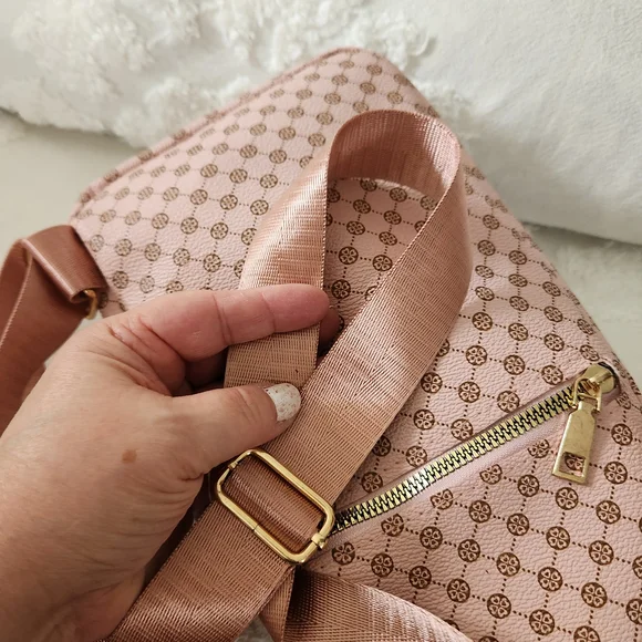 Pink And Brown Patterned Crossbody Sling Bag - Picture 6 of 6